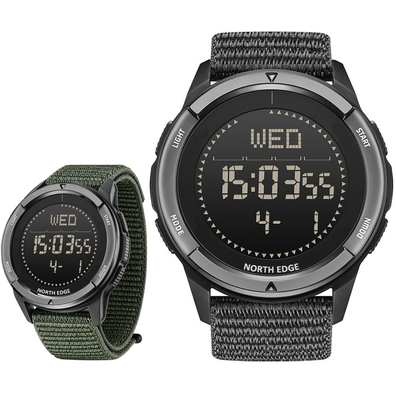 Altimeter Compass Watch - メンズデジタル腕時計スポーツ超軽量アウトドアコンパス歩数計防水 50 メートル電子腕時計ナイロン時計ストラップ
