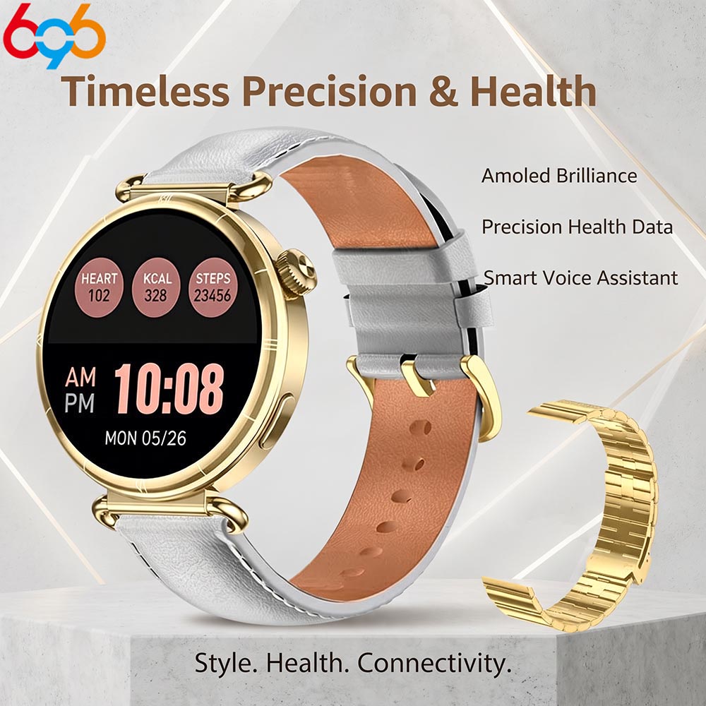 Watches Ladies Smartwatch - スタイリッシュなレディーススマートウォッチ。AMOLEDディスプレイ、Bluetooth通話機能、IP68防水性能、音楽再生機能、睡眠・スポーツ時の健康モニタリング機能を搭載。