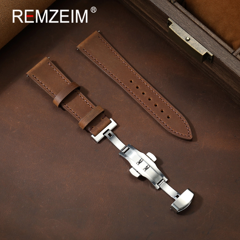Smartwatch Vintage Watches For Women - 男性女性ユニセックスクレイジーホースレザー時計バンド 18 ミリメートル 20 ミリメートル 22