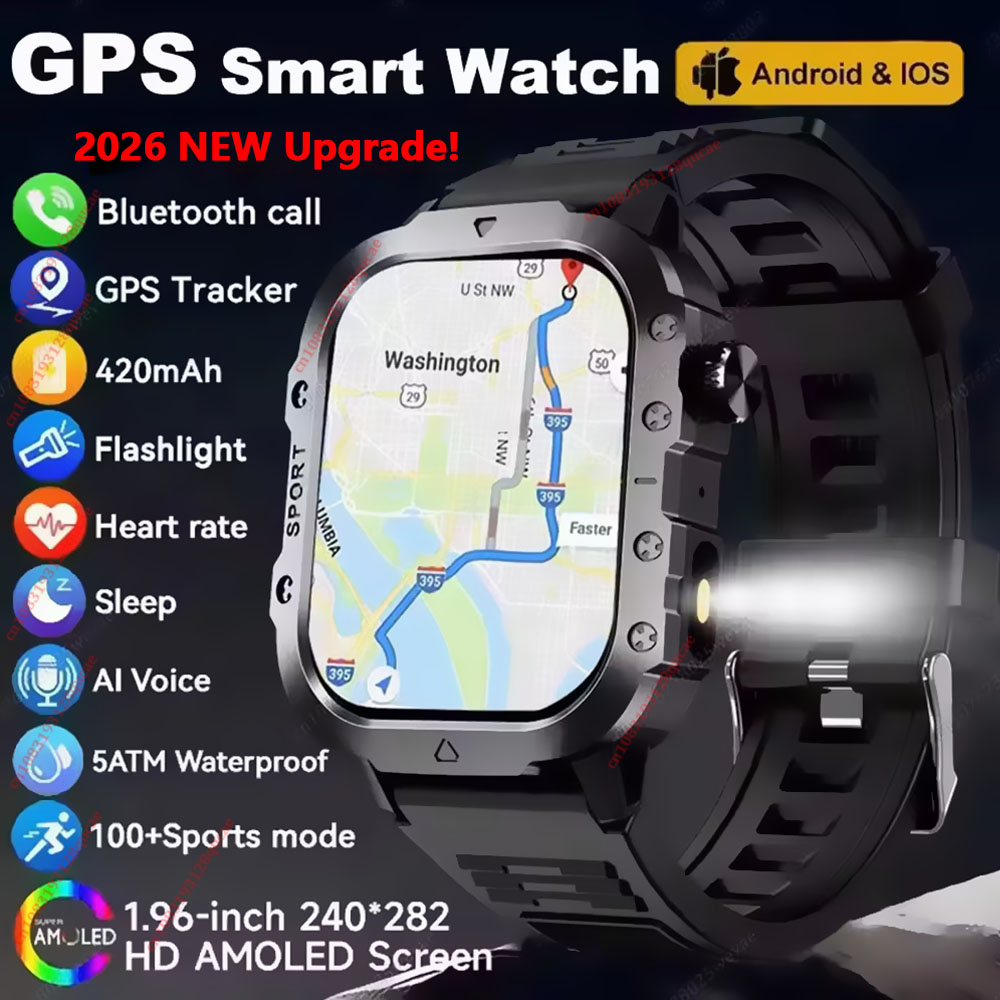 Smartwatch Watches For Women With Gps - 2026 新しいスマートウォッチ男性女性のための軍事屋外 GPS トラッカースポーツ腕時計心拍数睡眠防水スマートウォッチ IOS アンドロイド