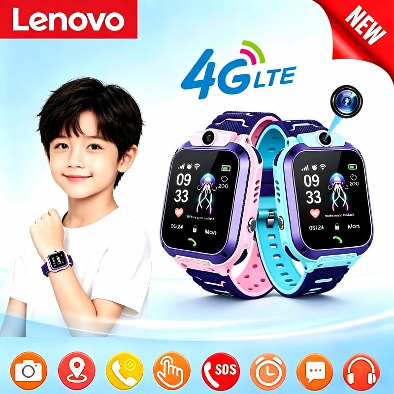 Smartwatch Watches For Kids With Gps - Lenovo製、防水機能付きスマートウォッチ。子供向け、SOS機能、GPS位置情報、SIMカード対応、通話機能、カメラ搭載。4G対応。iOSおよびAndroidに対応。男の子、女の子へのプレゼントに最適。新品。