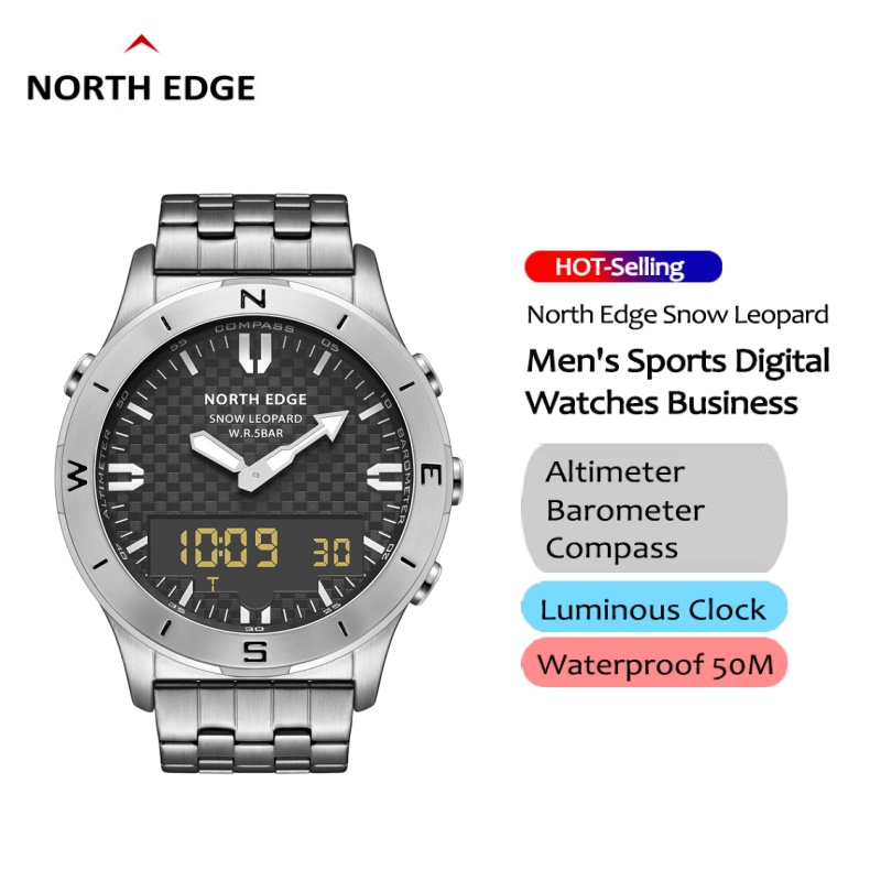 Altimeter Compass Watch - NORTH EDGE メンズアウトドアデジタル腕時計 50M防水 コンパス 高度計