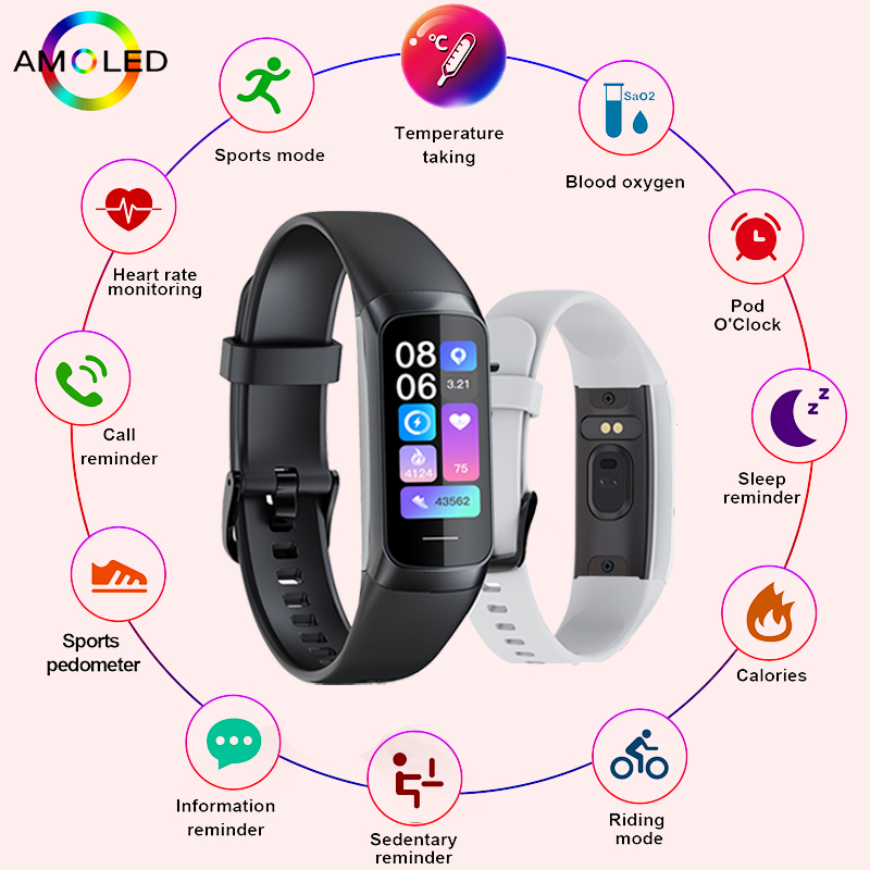 Smartwatch Watches Price - LIGE 1.1インチ AMOLED 心拍数モニター スマートブレスレット リストバンド