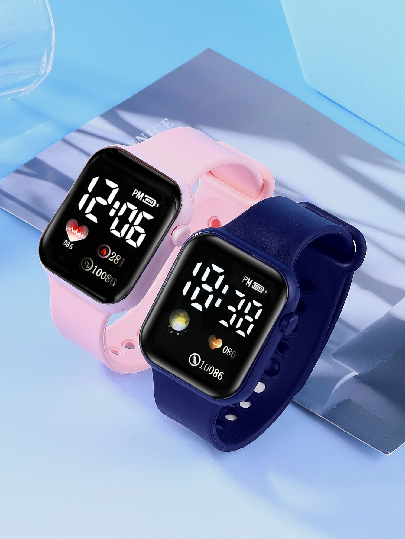 Smartwatch Watches For Girls - LEDシリコンスクエア電子時計ハートパターン装飾ギフトウォッチスマートウォッチではありません