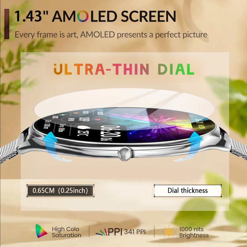 Smartwatch Watches Price - 2026年オリジナル 女性向け超薄型スマートウォッチ 1.43インチ AMOLEDディスプレイ HD 466*466