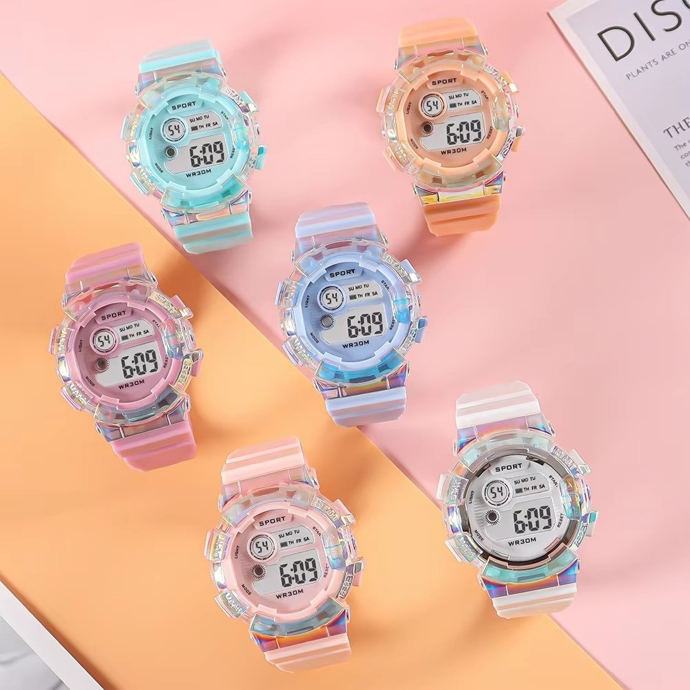Smartwatch Digital Watches For Kid Girl - 防水仕様のスポーツ用キッズ腕時計。夜光表示、アラーム機能、スポーツ時計、ナイトライト、LEDデジタル表示。男の子、女の子向け。