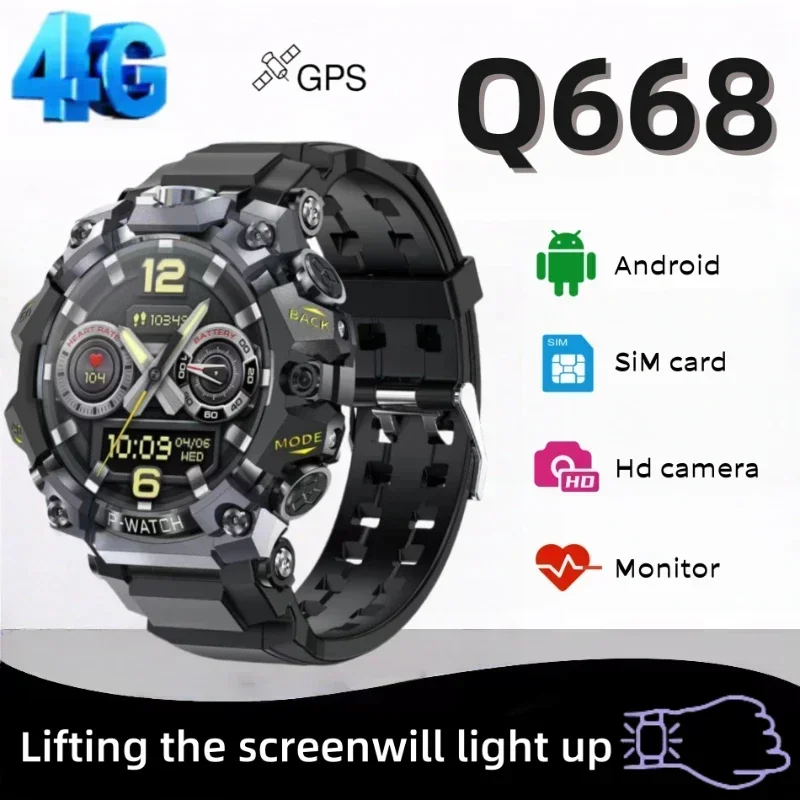 Smartwatch Watches For Women With Gps - Q668 5G対応フルネットワークスマートウォッチ。1.5インチディスプレイ、SIMカード対応、8MPデュアルカメラ、画面持ち上げ機能、Wi-Fi、GPS、防水機能、心拍数計測機能を搭載。男性・女性向け。