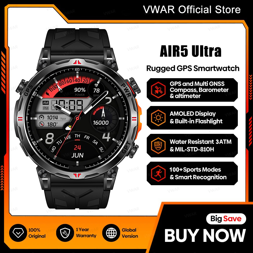 Watch Vs Smartwatch - VWAR Air5 Ultra GPSスマートウォッチ 1.56インチ AMOLEDスクリーン