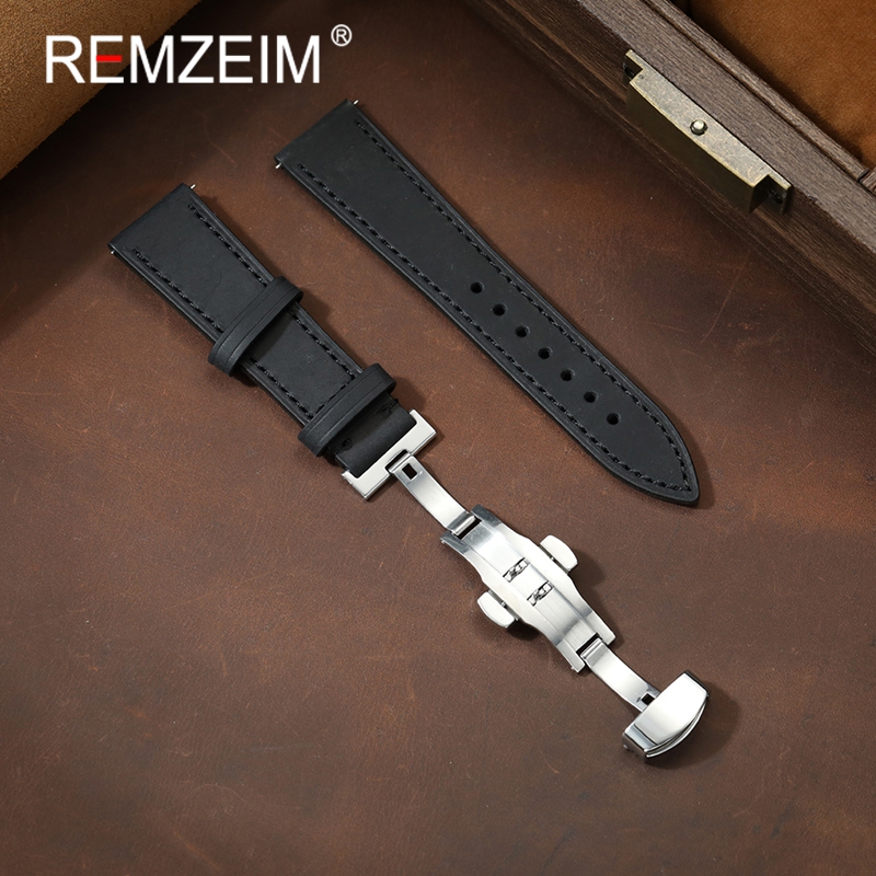 男性女性ユニセックスクレイジーホースレザー時計バンド 18  - Smartwatch Vintage Watches For Women のレビューと価格