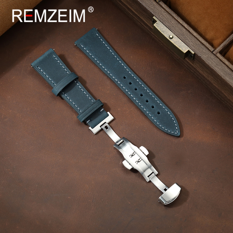 男性女性ユニセックスクレイジーホースレザー時計バンド 18  - Smartwatch Vintage Watches For Women のレビューと価格