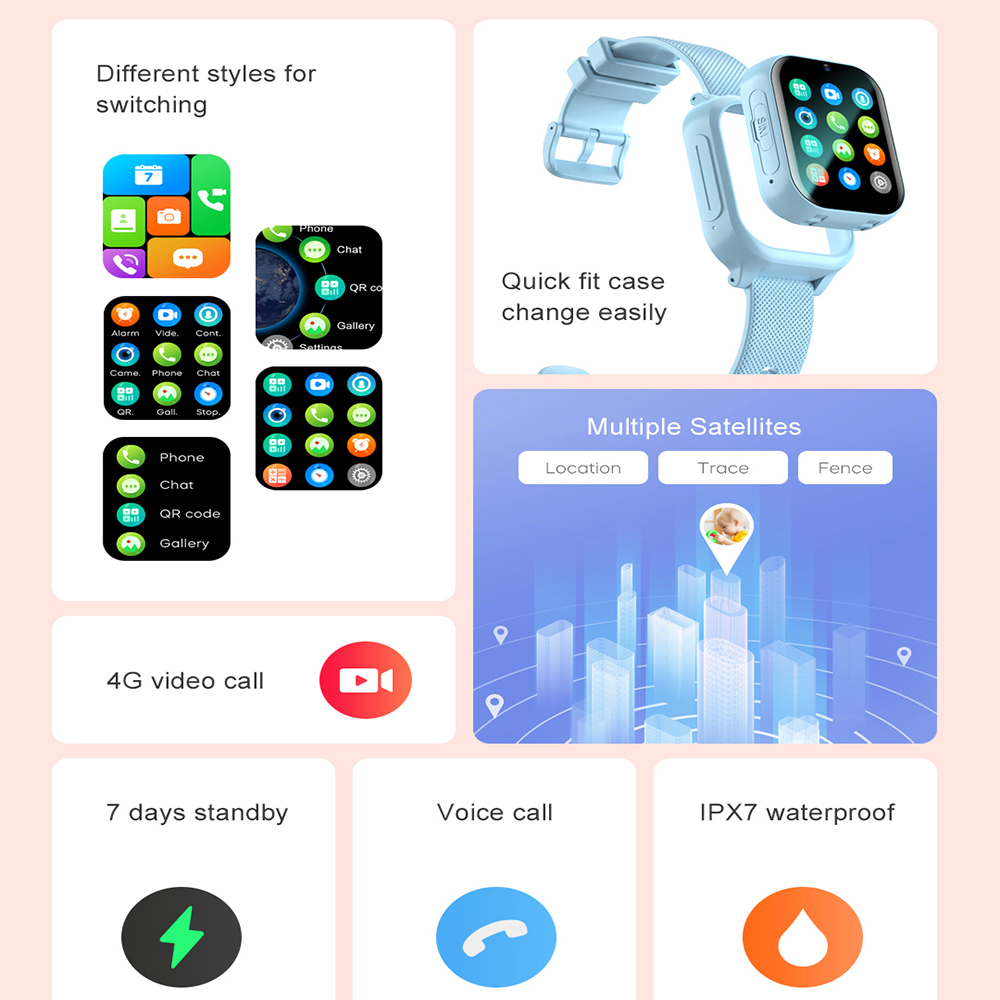 スマートウォッチ キッズ 4G GPS WIFI ビデオ通話 - Smartwatch Watches For Girls のレビューと価格