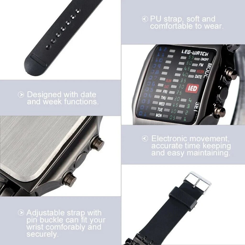 メンズ防水電子時計,バイナリLED時計,クリエイティブなビジ - Timex Watches Smartwatch のレビューと価格
