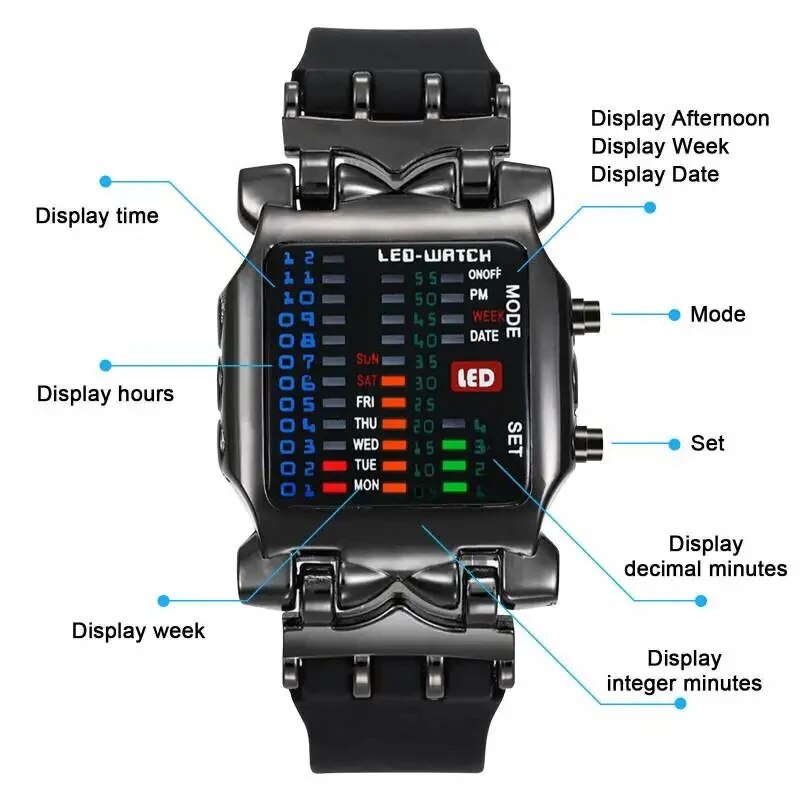 メンズ防水電子時計,バイナリLED時計,クリエイティブなビジ - Timex Watches Smartwatch のレビューと価格