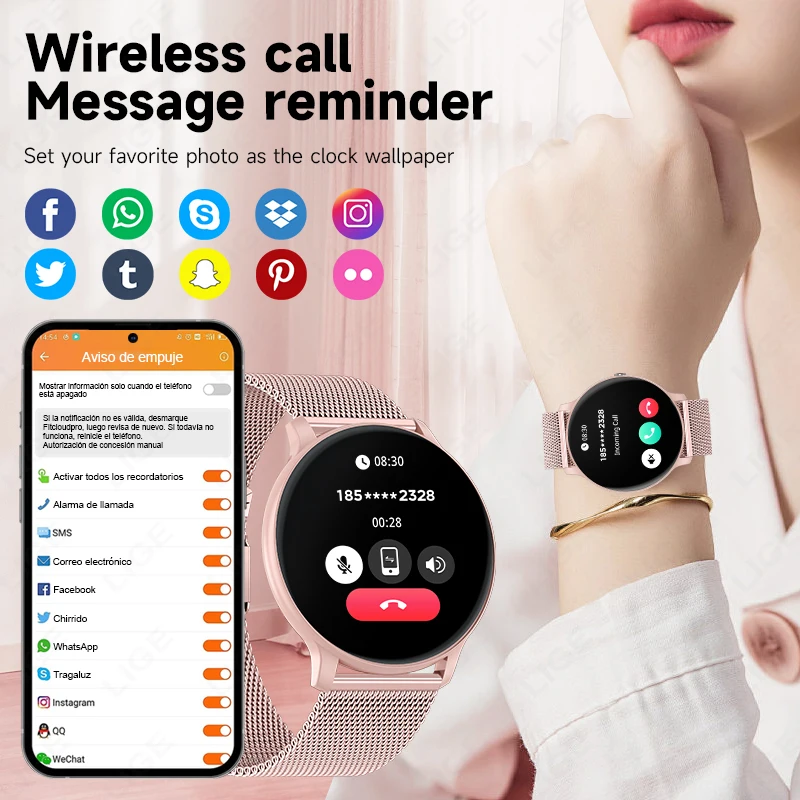 LIGE Bluetooth通話スマートウォッチ 女性用 カ - Smartwatch Watches Price のレビューと価格
