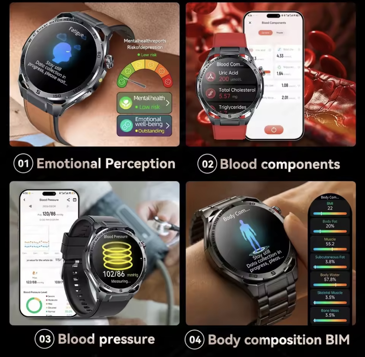 ECGハイエンドヘルススマートウォッチ メンズ ボディ分析  - Watches Ladies Smartwatch のレビューと価格