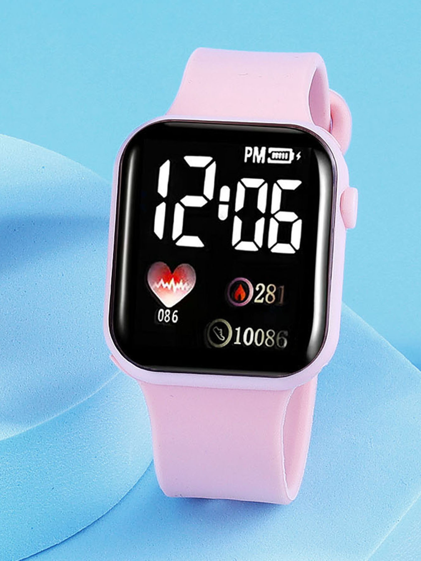 LEDシリコンスクエア電子時計ハートパターン装飾ギフトウォッ - Smartwatch Watches For Girls のレビューと価格