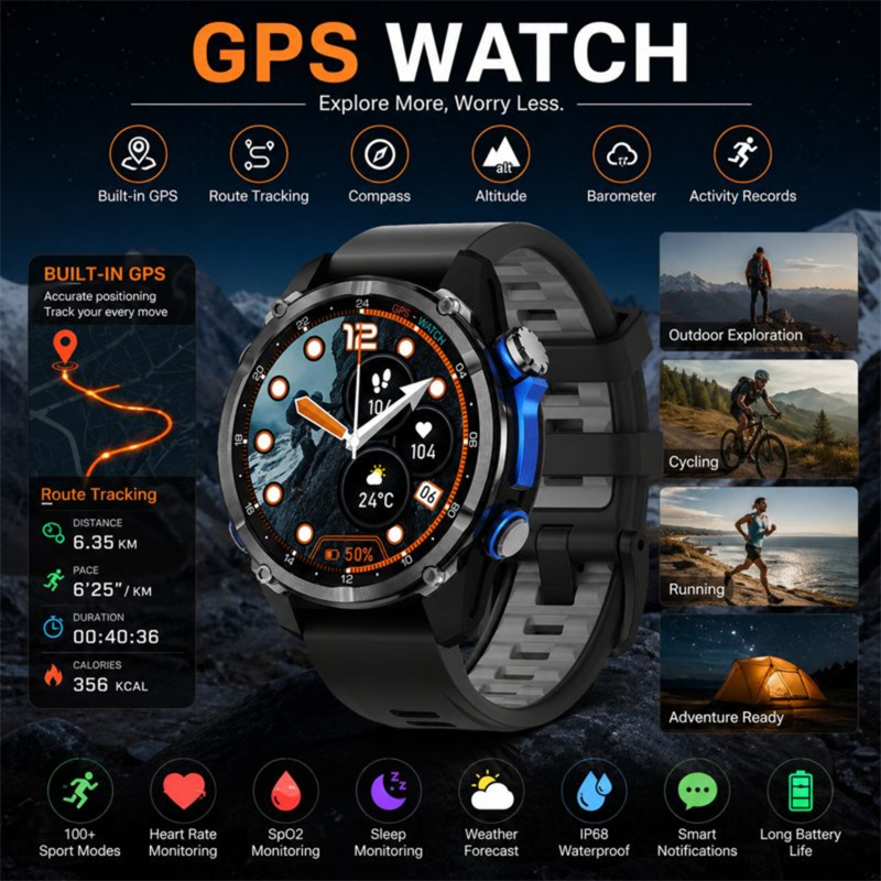 HD350 プロ軍事グレード AGPS スマートウォッチ 3 - Altimeter Compass Watch のレビューと価格