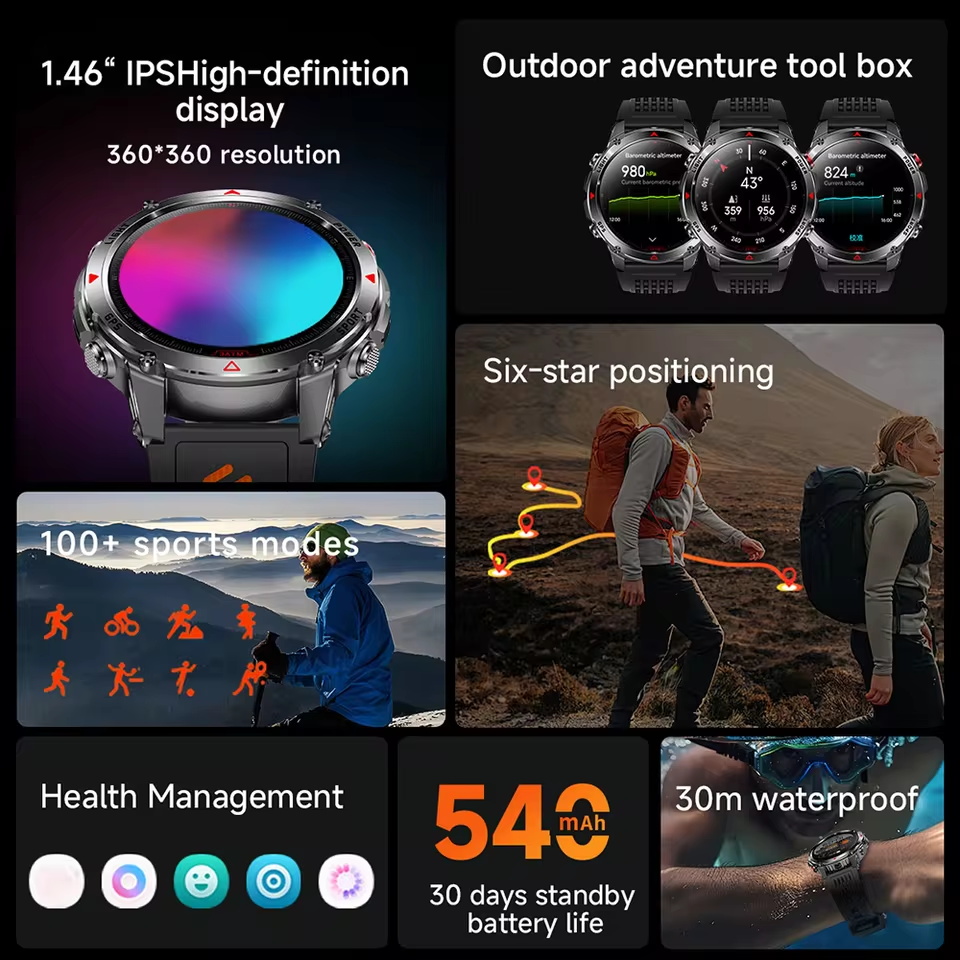 軍事アウトドア GPS 測位スマートウォッチ男性 HD AM - Altimeter Compass Watch のレビューと価格