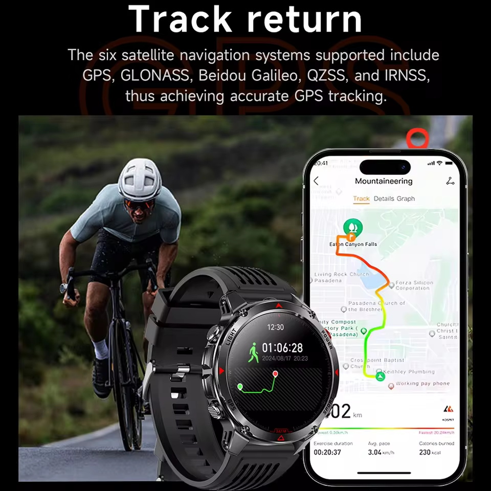 軍事アウトドア GPS 測位スマートウォッチ男性 HD AM - Altimeter Compass Watch のレビューと価格