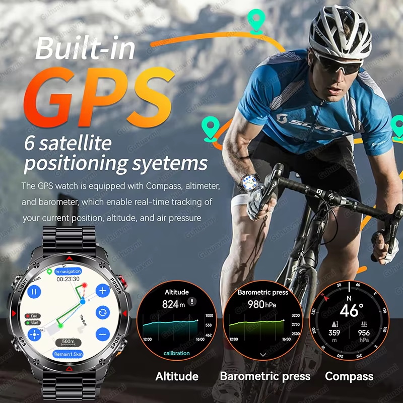 軍事用 540mAh GPS スマートウォッチ 3ATM 防 - Altimeter Compass Watch のレビューと価格