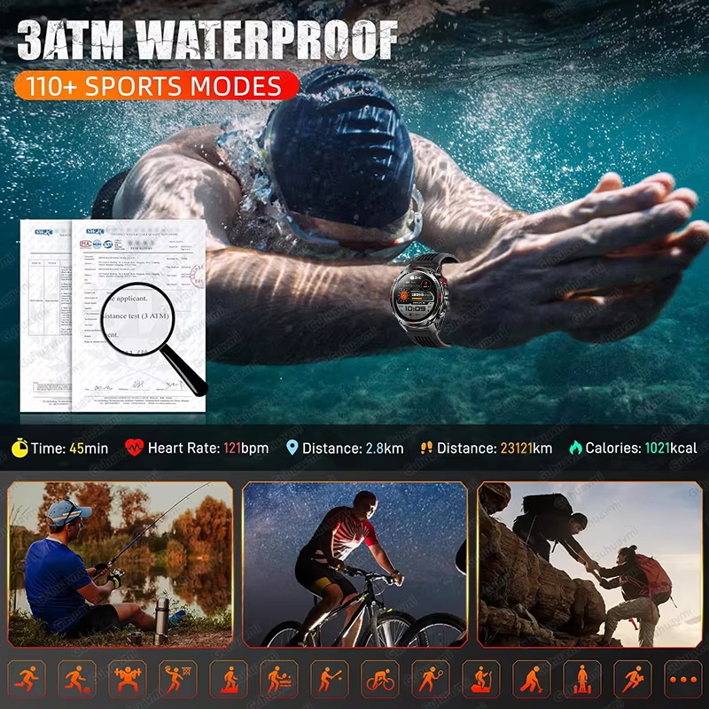 軍事用 540mAh GPS スマートウォッチ 3ATM 防 - Altimeter Compass Watch のレビューと価格