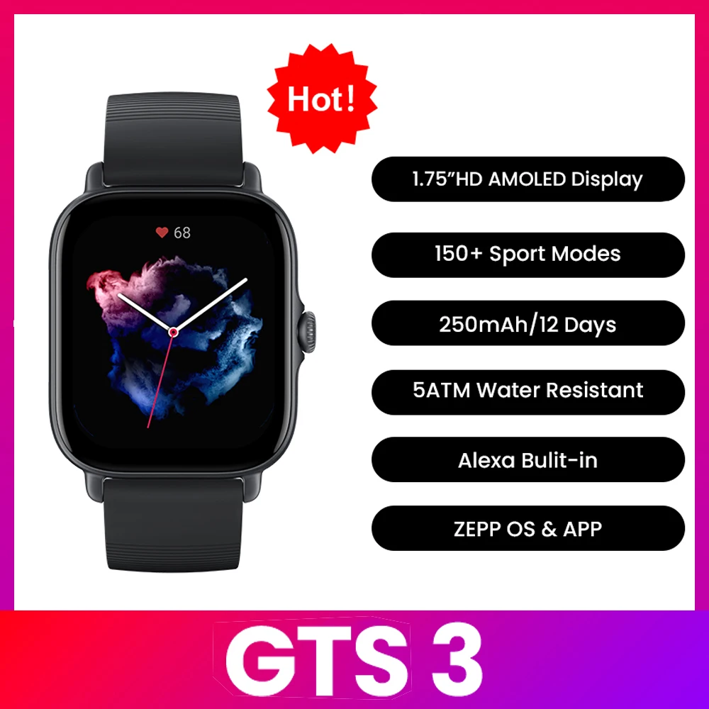 Amazfit GTS 3 スマートウォッチ 5ATM防水  - Timex Watches Smartwatch のレビューと価格